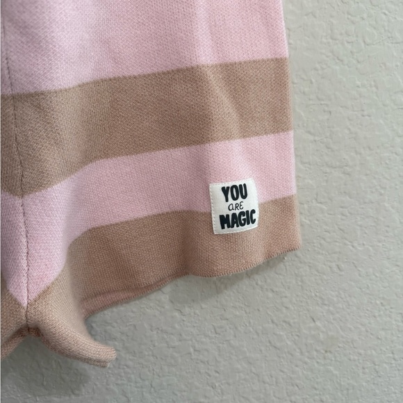 Grayson Mini Toddler Girls' Striped Puff Sleeve Sweater & Shorts Set - Beige 5T - Picture 6 of 7